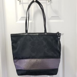 Coach Black Tote with Metallic Detail